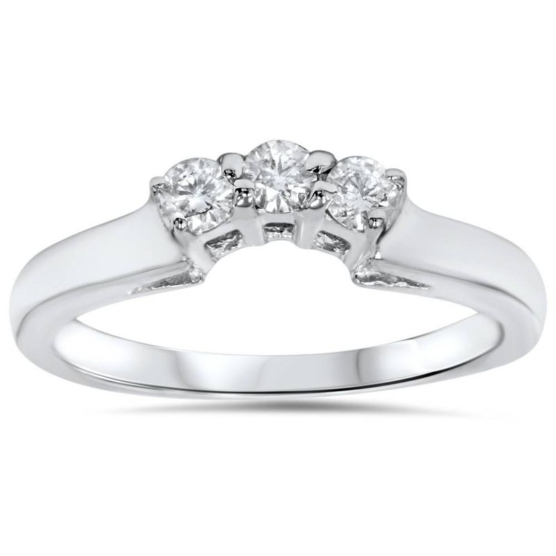 Pompeii3 14K 1/4ct Diamond Wedding Anniversary Curved Guard Ring, 1 of 6