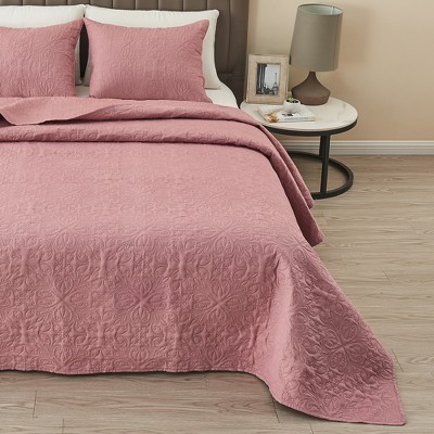 Great Bay Home Intricate Pinsonic Microfiber Oversized Quilt Set With Shams