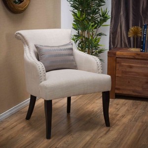 CAVINAS Faux Leather Accent Chair with Mid-Height Backrest and Birch Wood Legs,Upholstered Living Room Chairs,Reading Chairs for Living Room - 1 of 4