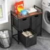 Tangkula Freestanding Laundry Hamper Basket Organizer w/ 3 Pull-Out Removable Bags - 3 of 4