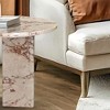 NicBex Natural Marble Small Coffee Table, Genuine Marble Round End Table, Stone Side Table for Living Room,17.7" Nightstand with Semi-Polished Surface - 3 of 4