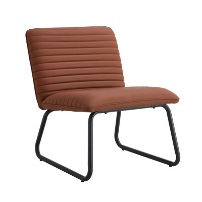 NicBex PU Leather Accent Chair,Upholstered Living Room Chairs with PU Backrest and Metal Legs,Cozy Armless Chair,Accent Chairs for Living Room