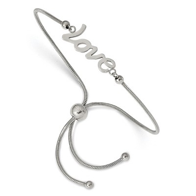 Chisel Stainless Steel Polished LOVE Adjustable Bracelet
