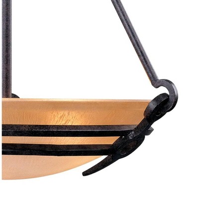 California Mission Old Bronze Bowl Pendant with India Scavo Glass