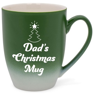 Elanze Designs Dad's Christmas Mug Two Toned Ombre Matte Green and White 12 ounce Ceramic Stoneware Coffee Cup Mug