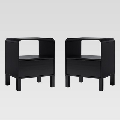 Saracina Home 2pc Modern Sloped Wood Storage Nightstand