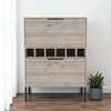 HomeRoots 43" Light Gray and Black Wood Console Bar Cabinet With Two Doors - 2 of 4