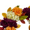 Northlight Hydrangeas and Leaves Twig Artificial Floral Wreath, Orange 20-Inch - 4 of 4