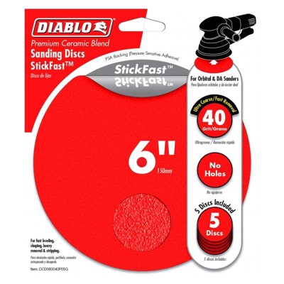 Diablo 6 In. Ceramic Blend Adhesive Ros Sanding Disc 40 Grit Ultra ...