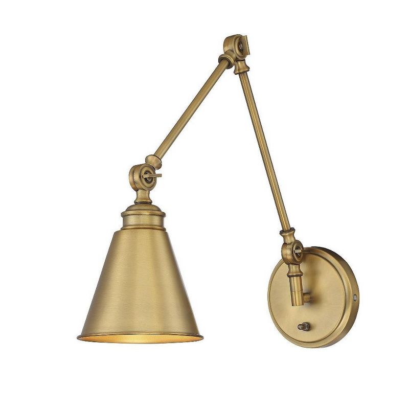 Savoy House Morland 1 - Light Swing Arm Lamp in  Warm Brass, 1 of 2