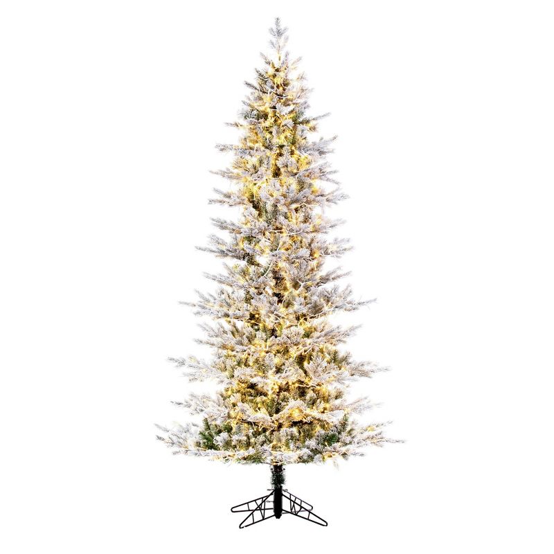 Vickerman Flocked Slim Kiana Artificial Christmas Tree, 3mm LED Color Changing Lights, 1 of 8