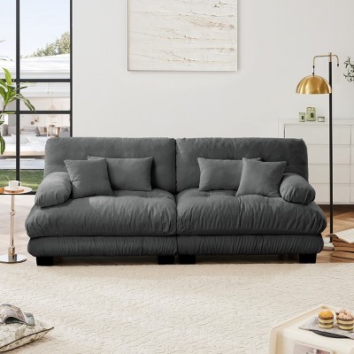 Modern Sectional Sofa, Cloud Couch 2 Seater Sofa with Lumbar Pillows and Throw Pillows, Couch Sofa for Living Room-Cuddlewood