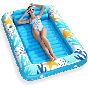 Jasonwell 4‑in‑1 Inflatable Tanning Lounger — Sun Tan Tub & Pool Raft, Water‑Filled Mat/Pad for Adults & Kids (Large) - Ocean Aqua - 1 of 4