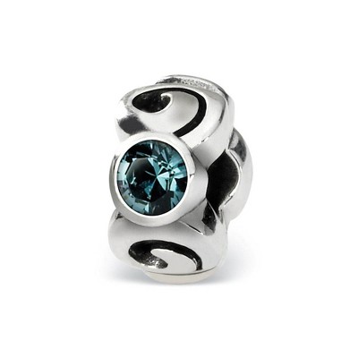 Black Bow Jewelry Sterling Silver December Crystal Birthstone, 3-Stone Bead Charm