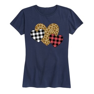 Women's - Instant Message - Patterned Hearts Short Sleeve Graphic T-Shirt - 1 of 4