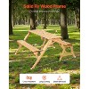 VEVOR 2-in-1 Transforming Interchangeable Picnic Table, Outdoor Wooden Table and Bench Set, Portable Foldable Bench with Umbrella Hole, Brown - 3 of 4