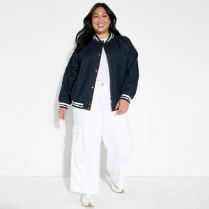 Women's Denim Varsity Jacket - Wild Fable™ - 1 of 3