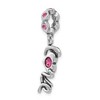 Black Bow Jewelry Sterling Silver and Pink Crystal LOVE Dangle Bead Charm - 3 of 4