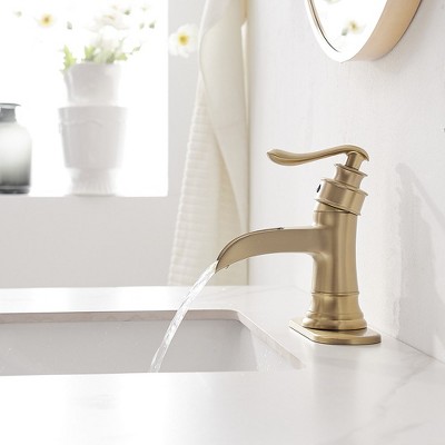 Brushed Gold Single-Handle Waterfall Bathroom Faucet