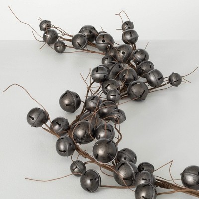60"L Sullivans Artificial Gray Jingle Bell Twig Christmas Garland, Indoor Christmas Decor