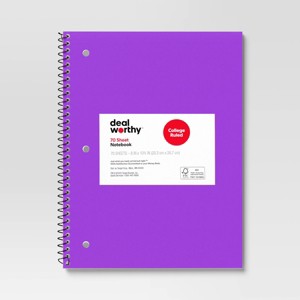 Subject Spiral Notebook College Ruled - Dealworthy™ - 1 of 3