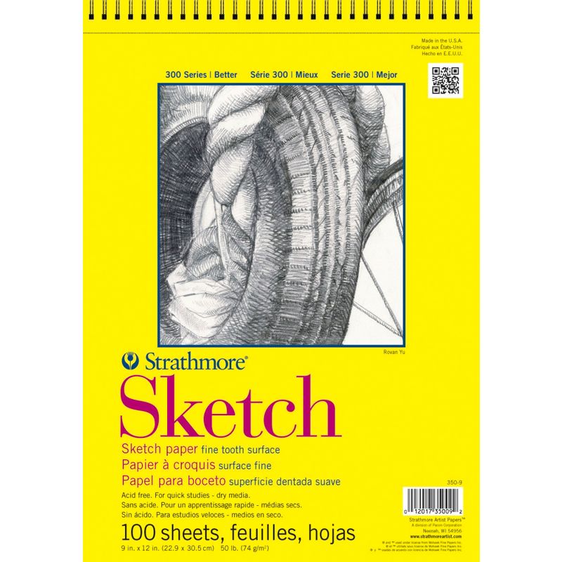 Strathmore 300 Series Sketch Pad, 9 x 12 Inches, 50 lb, 100 Sheets, 1 of 2