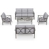 HeynemoOutdoor Patio Furniture Set, 5 Piece Patio Conversation Set with Fire Table and Ottomans, Metal Furniture Set for Porch Backyard Garden - 2 of 4