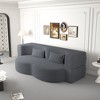 Lycvki Modern Convertible Sleeper Sofa Bed with 2 Pillows, Teddy Fabric,15" Full Size Folding Mattress,no assembly required - 3 of 4