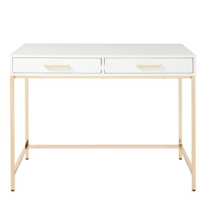 Alios Desk White/Gold - OSP Home Furnishings: Modern Office Furniture, MDF Metal Frame, 2 Drawers - 1 of 4