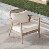 Modern Acacia Wood Club Chairs,Cream Fabric Cushion Patio Club Chair,Double Sided Woven Backrest Solid Acacia Wood Garden Chair-Coolbibila - 3 of 4