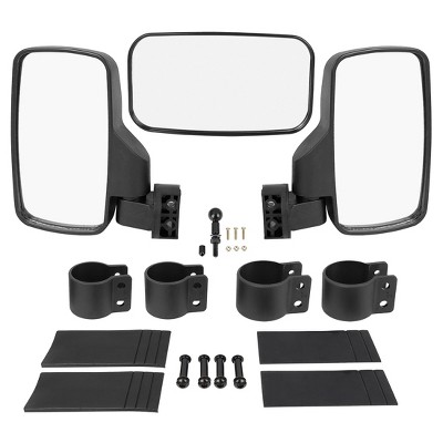 Unique Bargains UTV Rear View Center Side Mirror Set for Polaris RZR for Ranger for Yamaha for Honda 1.75" 2" Black 1Set
