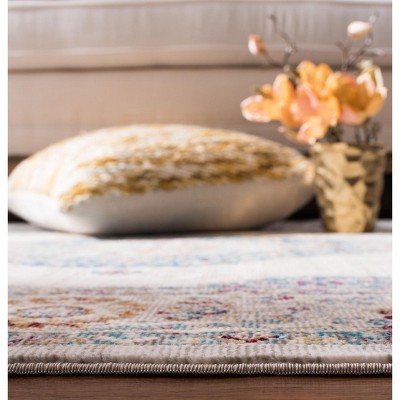 Aria Blue and Ivory 4' x 6' Synthetic Reversible Area Rug