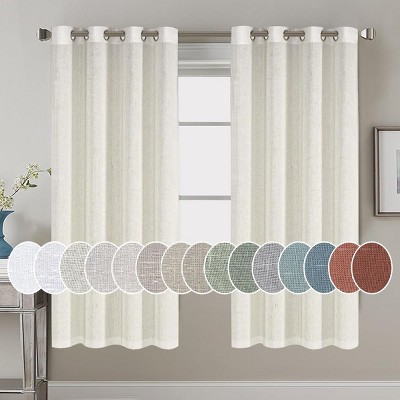 Living Room Linen Curtains Nickel Grommet Energy Saving Light Filtering Semi Sheer Curtain