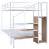 MAYEERTY Full Over Full Metal Bunk Bed, Lateral Storage Ladder Wardrobe, Bedroom, White - 3 of 4