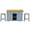 PDTEND Large Kitchen Island with 2 Bar Stools, Power Outlet, Door Internal Storage Rack, Rolling Kitchen Storage Cart - 3 of 4