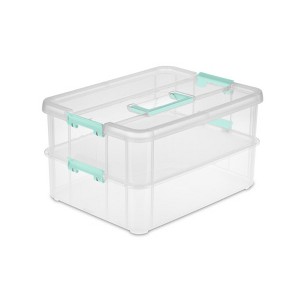 Sterilite Convenient Home 2-Tier Layer Stack Carry Storage Box, Clear - 1 of 4