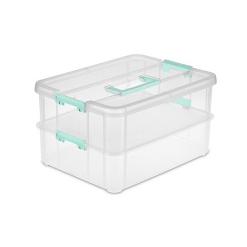 Sterilite Stack And Carry 2 Layer Handle Box, Stackable Plastic Small ...