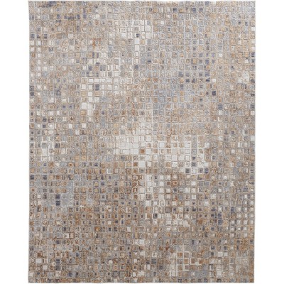 Laina Transitional Geometric Tan/Ivory/Blue Area Rug