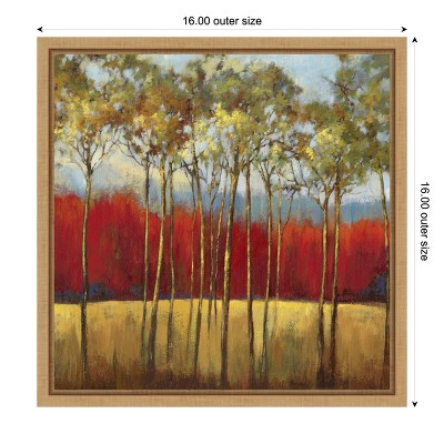 Autumn Trees Landscape Canvas Print with Natural Frame