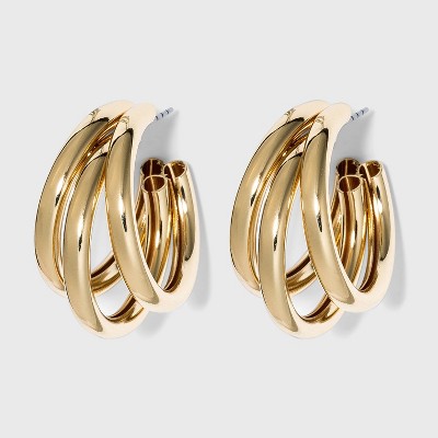 Thick Metal Hoop Earrings - A New Day™ Gold