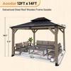 Aoodor  Wood Gazebo,Outdoor Upgrade Cedar Wooden Frame Gazebo with 2-Tier Galvanized Steel Roof - 3 of 4