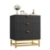 Modern Nightstand with 3 Drawers, Wooden Accent End Table with Metal Legs, Sofa Side Table for Small Space, 3 Drawer Dresser for Bedroom - 2 of 4