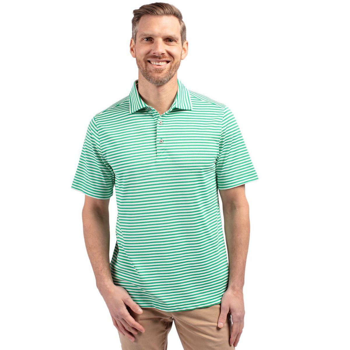 Cutter & Buck Virtue Eco Pique Stripe Recycled Mens Polo Shirt - thumbnail 5