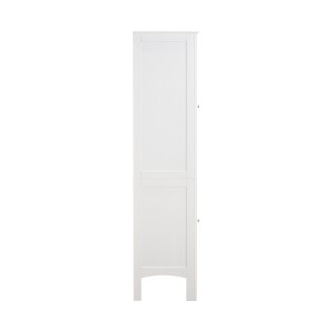 Gulches Tall Narrow Freestanding Storage Cabinet - 2 Shutter Doors & 5 Adjustable Tiers, White MDF Cabinet for Bathroom, Kitchen, Living Room - 1 of 4