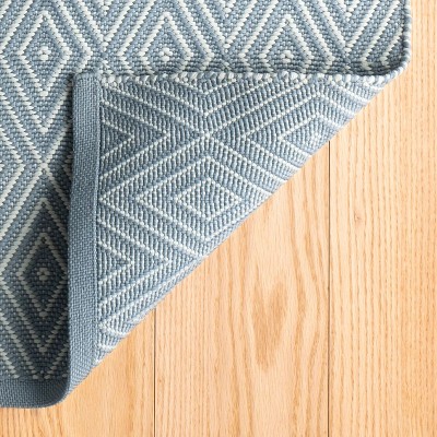 Diamond Slate and Light Blue 6' x 9' Flat Woven Reversible Rug