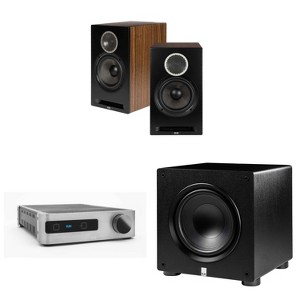 Elac DBR62-BK - Debut Reference 6.5" Bookshelf Speakers - Black, Pair, Elac PS350-BK - Varro Premium 12" 350 Watt Powered Subwoofer with Auto-EQ an... - 1 of 4