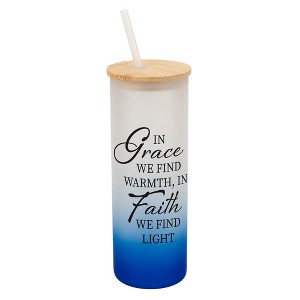 Elanze Designs In Grace Find Warmth In Faith Find Light Wrap-Around Design 25 Ounce Frosted Gradient Glass On-The-Go Coffee Travel Skinny Tumbler Mug - 1 of 1