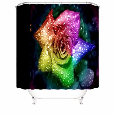 Colored Plastic Flower Shower Curtains for Bathroom Waterproof Fabric Bath Curtain Durable Soft Stylish Bathroom Decor 72x72 Inch