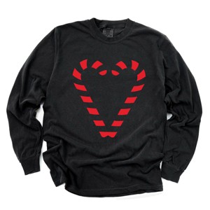 Candy Cane Heart - Women's Garment Dyed Long Sleeve - 1 of 4