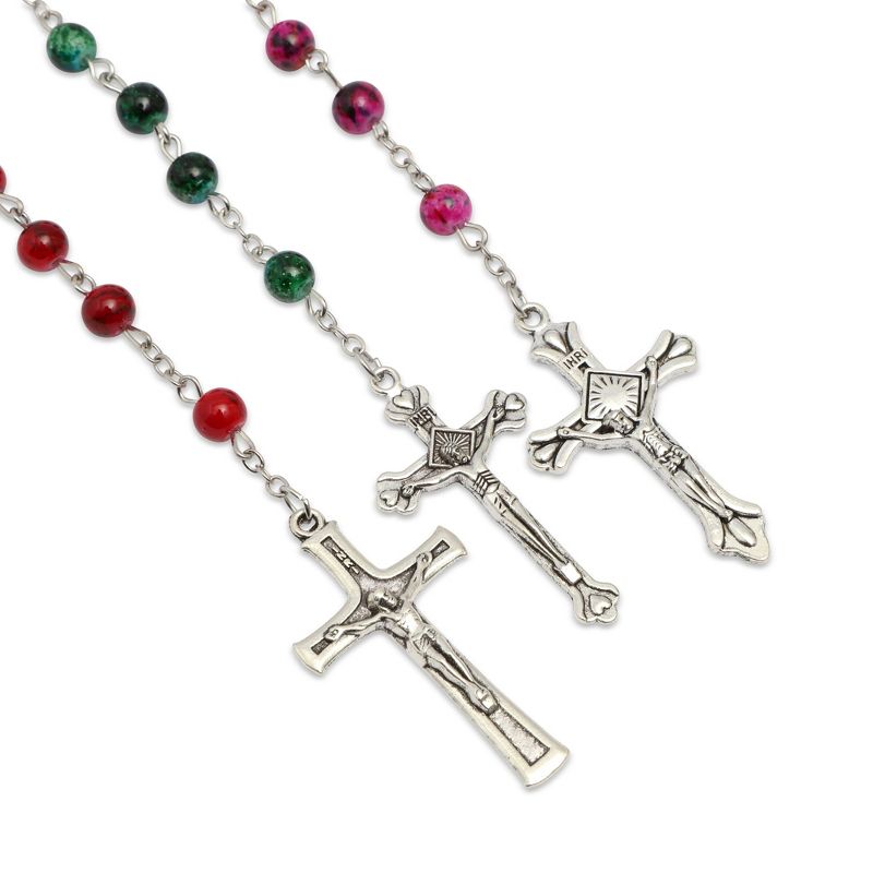 Juvale 12 Pack Rosary Beads, Catholic for Women Men, Assorted Crucifix Pendant Designs (6 Colors), 5 of 10